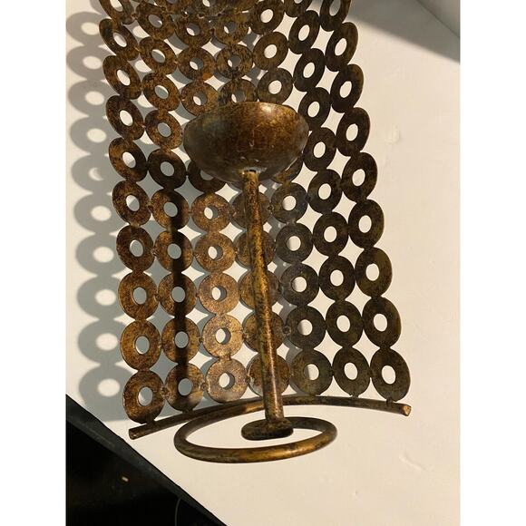 Bronzed Metal Candle Holder Wall Sconce Ornate Modern Industrial, Free Standing - Picture 6 of 9